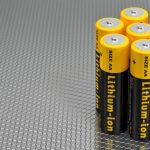 Generic Lithium-Ion Batteries. Copy space on the left side