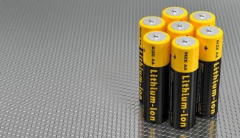 Generic Lithium-Ion Batteries. Copy space on the left side